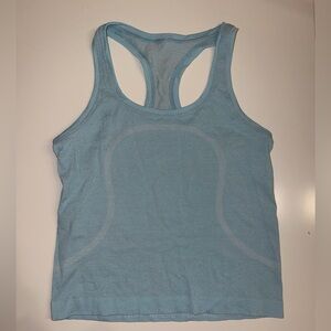 lululemon light blue shimmery swiftly tech racer back size 6